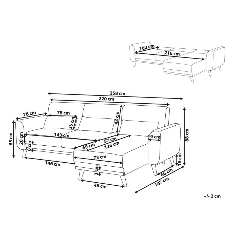 Beliani Canapé d'angle en Tissu  OLLSTA  