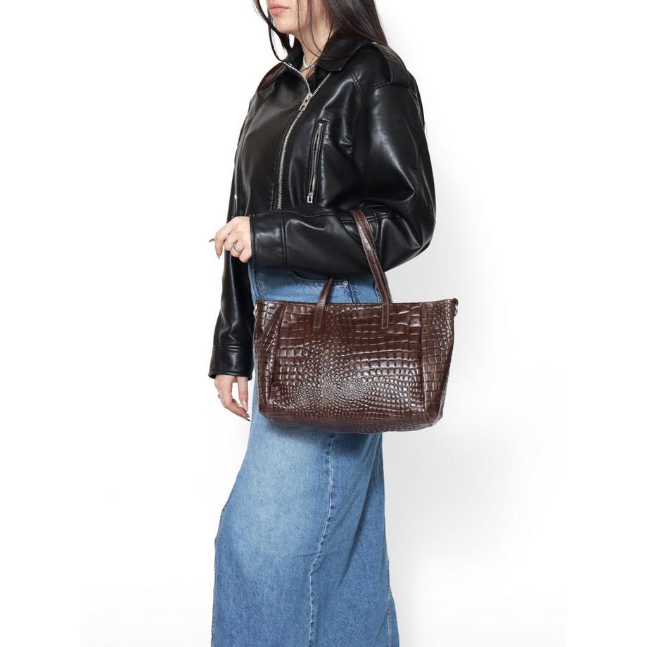 Gave Lux Sac d'épaule Cuir Gaufré Crocodile  