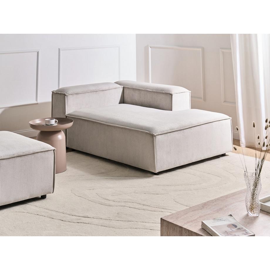 Beliani Chaise longue côté gauche en Velours côtelé  ARDAL  