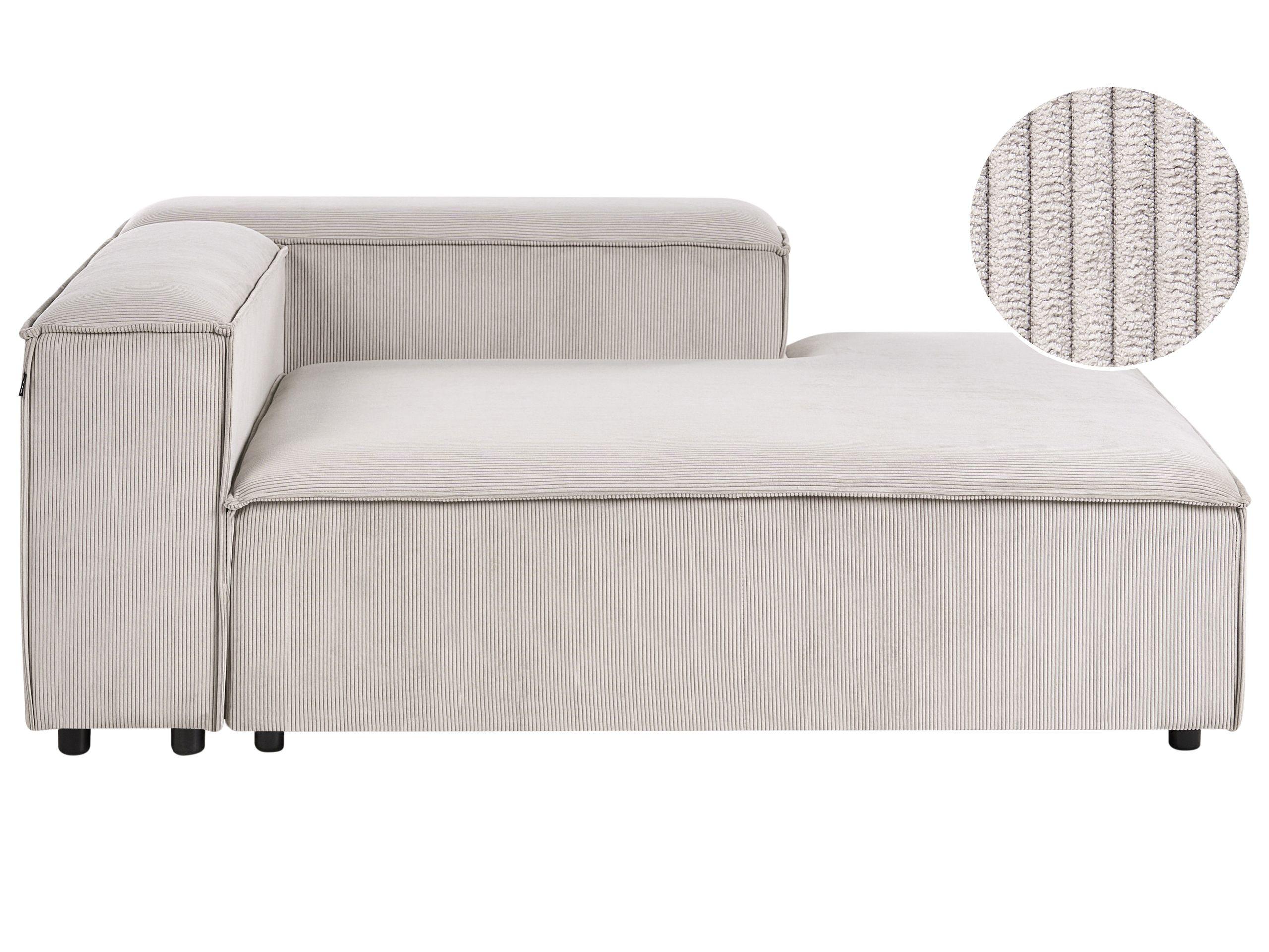 Beliani Chaise longue côté gauche en Velours côtelé Moderne ARDAL  