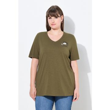 T-Shirt, Blüte, V-Ausschnitt, Halbarm, Biobaumwolle