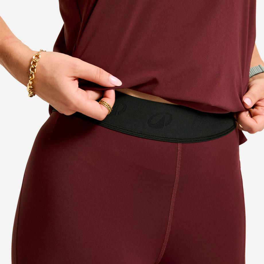 DOMYOS  Sport-Leggings mit Gummibund , Bordeauxrot 