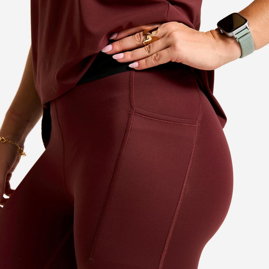 DOMYOS  Sport-Leggings mit Gummibund , Bordeauxrot 