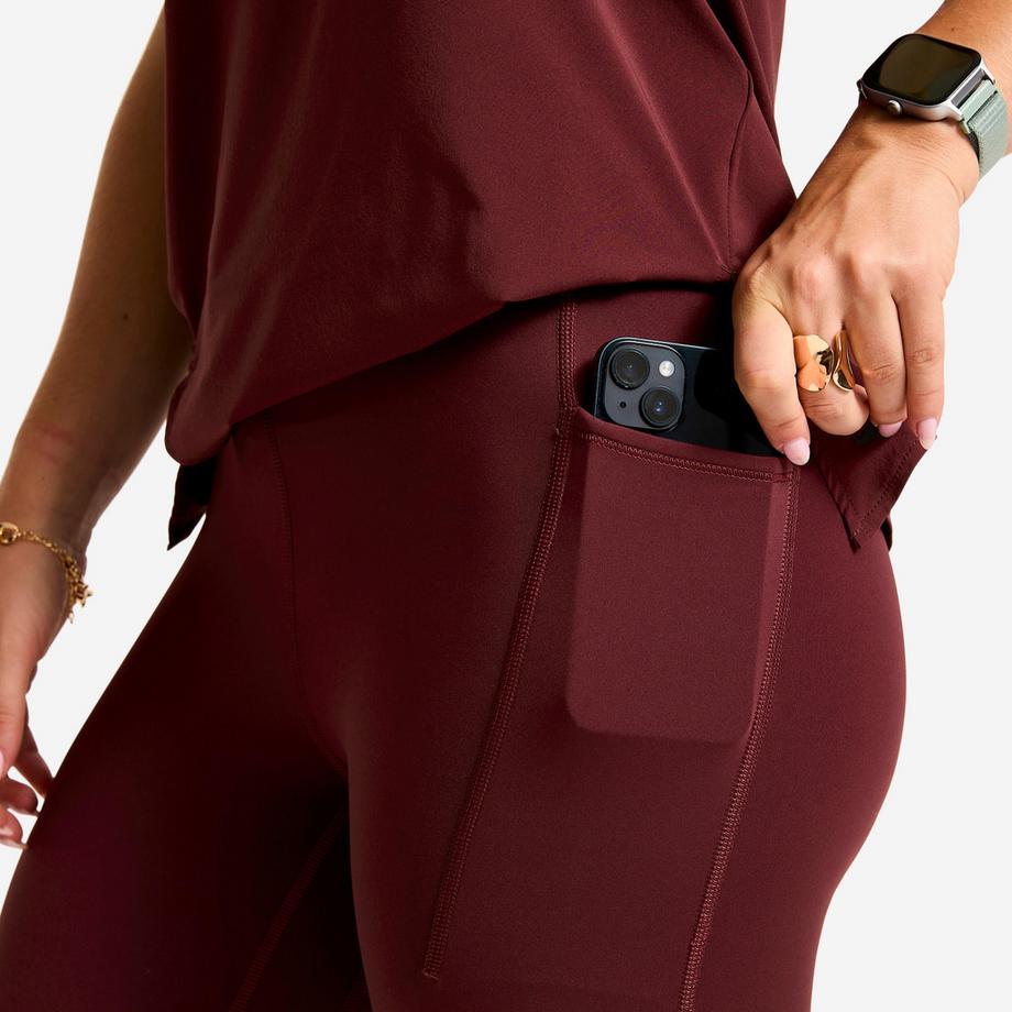 DOMYOS  Sport-Leggings mit Gummibund , Bordeauxrot 