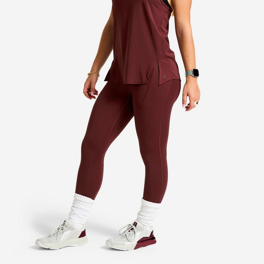 DOMYOS  Sport-Leggings mit Gummibund , Bordeauxrot 