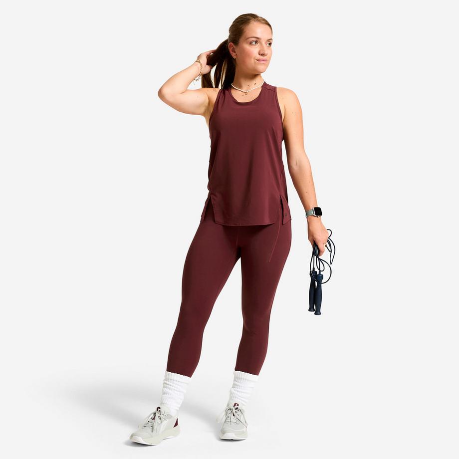 DOMYOS  Sport-Leggings mit Gummibund , Bordeauxrot 