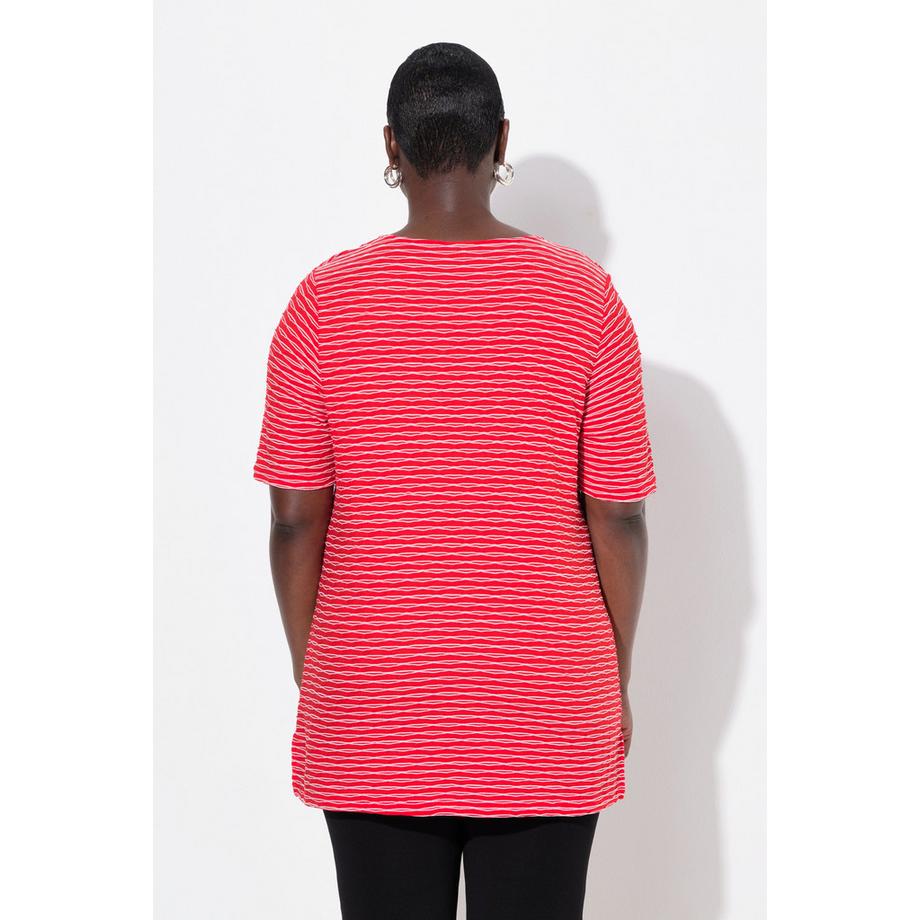 Ulla Popken Classic Rundhals Halbarm T-Shirt mit Metallspange  