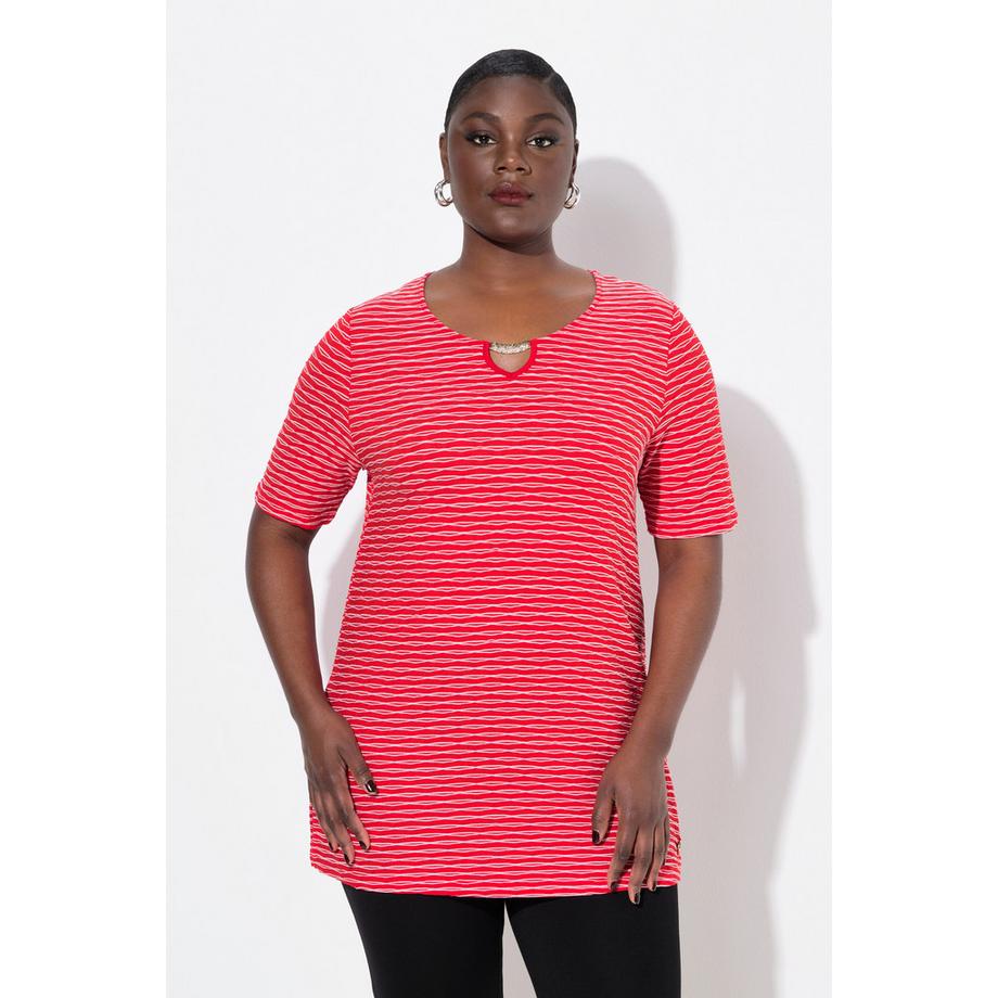 Ulla Popken Classic Rundhals Halbarm T-Shirt mit Metallspange  