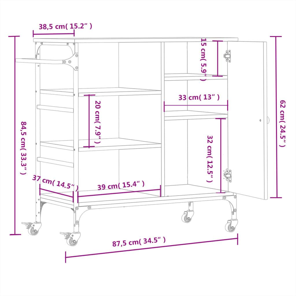 VidaXL Chariot de cuisine bois d'ingénierie  