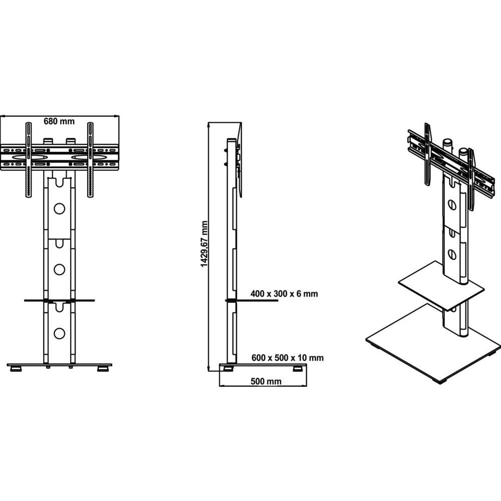 My Wall  Support TV myWall 81 - 165 cm (32 - 65), jusqu'à 40 kg, avec pare-verre 