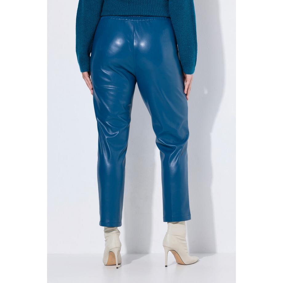 Ulla Popken 7/8 Lederoptik Hose mit Biesen und Elastikbund  