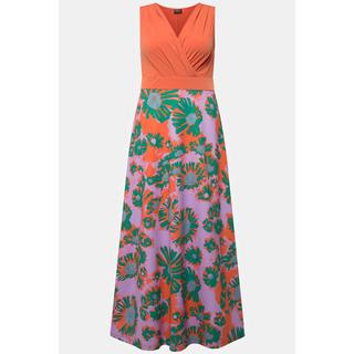 Ulla Popken Maxi Abito Jersey Fiori Scollo a V Senza Maniche  