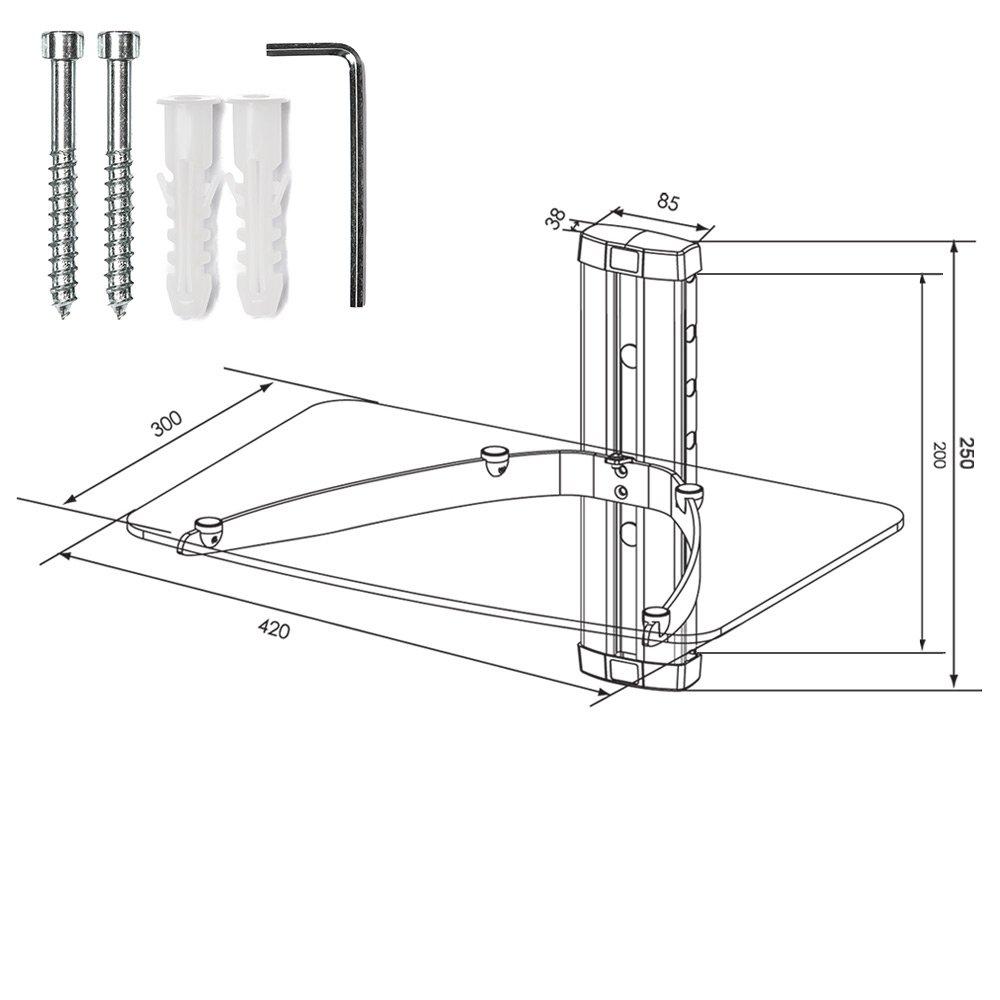 Tectake Etagère murale 1 tablette pour lecteur DVD / Blu ray 25  x 42 x 34 cm  