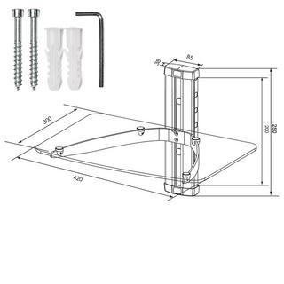 Tectake Wandregal mit 1 Ablage für DVD-Player und Receiver, 24x42x34cm  