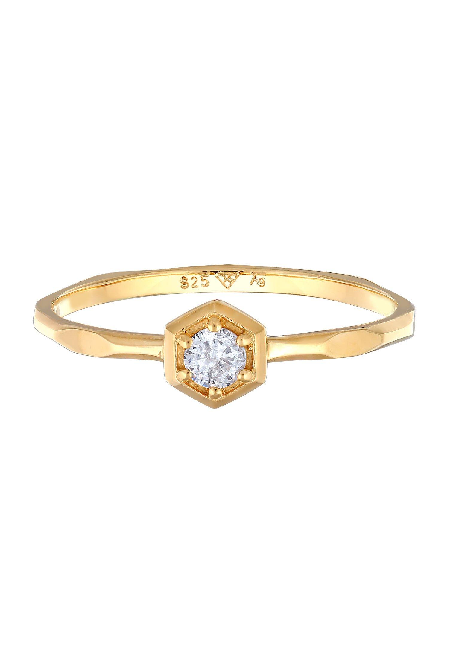 Elli  Bague Femmes Solitaire Géo Octagon Avec Cristal De Zirconium 