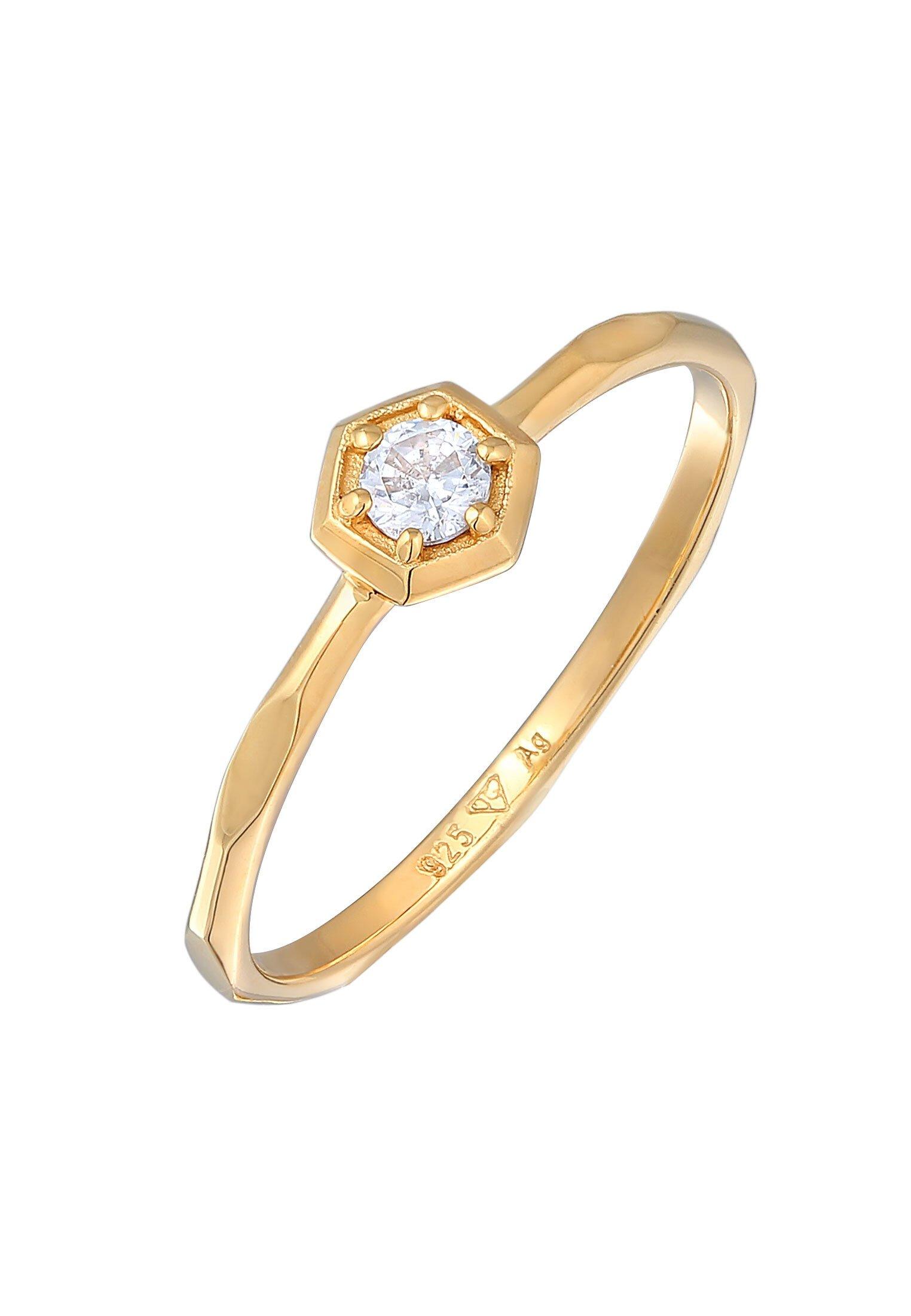 Elli  Bague Femmes Solitaire Géo Octagon Avec Cristal De Zirconium 