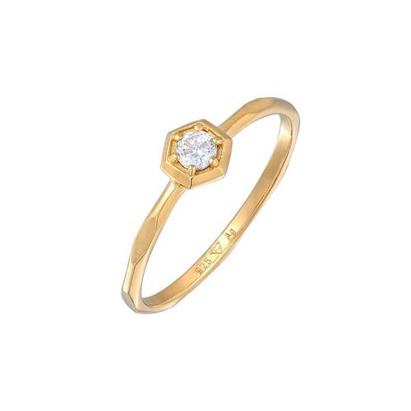 Elli  Bague Femmes Solitaire Géo Octagon Avec Cristal De Zirconium 