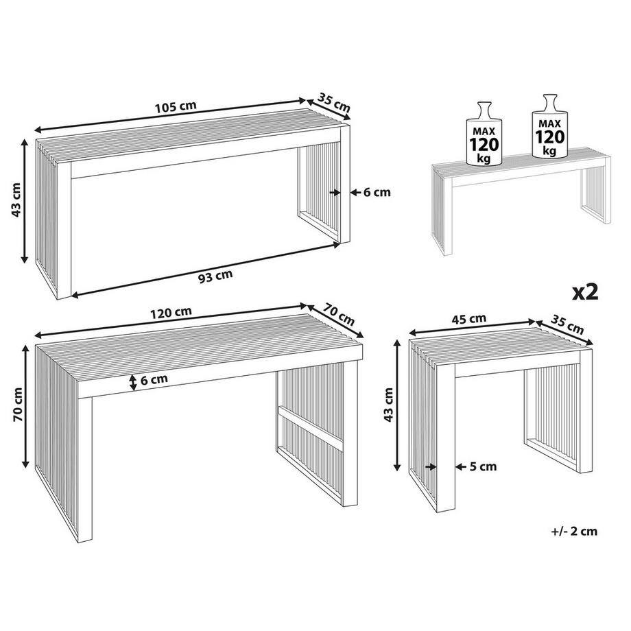 Beliani Tables avec chaises et banc en Acacia  BELLANO  