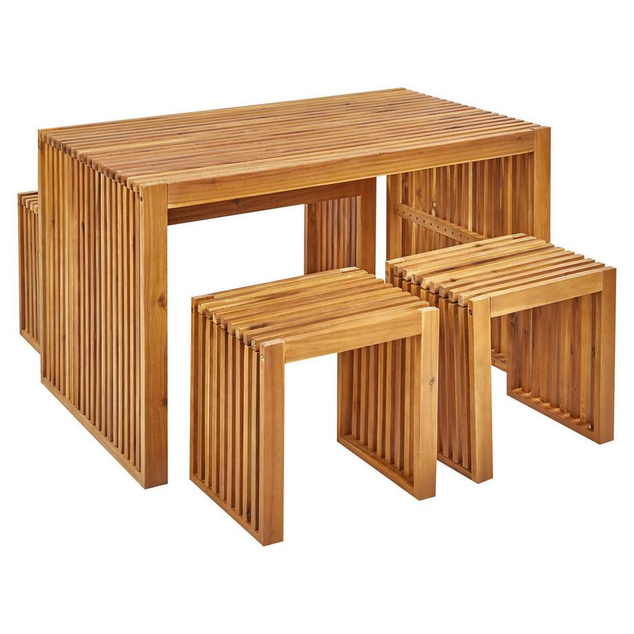 Tables avec chaises et banc en Acacia  BELLANO