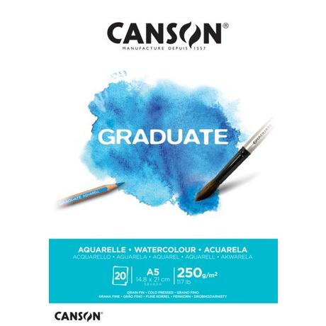 CANSON CANSON Zeichenblock Graduate A5 400110373 20 Blatt, aquarell, 250g  