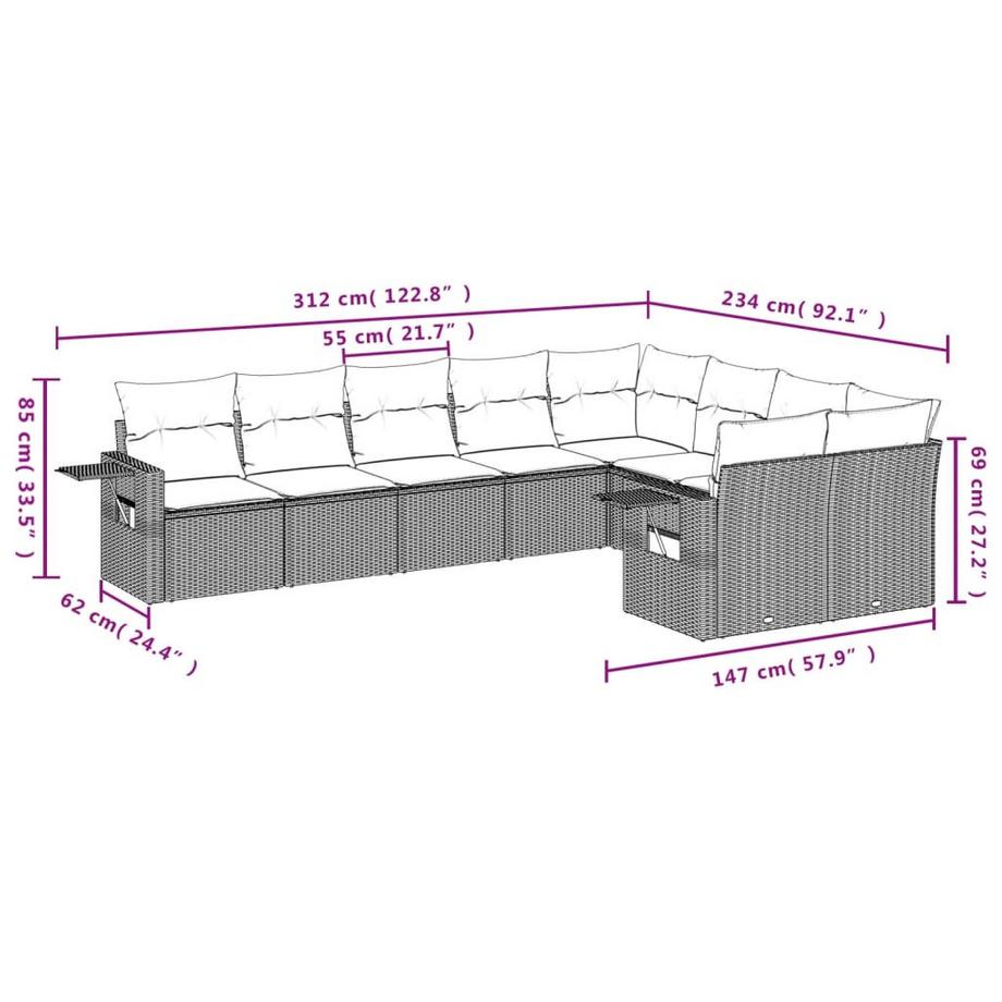 VidaXL Garten sofagarnitur poly-rattan  