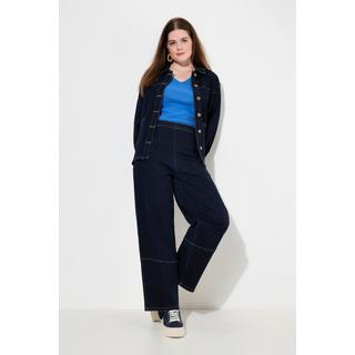 Ulla Popken  Barrel-Jeans, weites Bein, Komfortbund, Biobaumwolle 