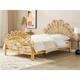 Beliani Bett mit Lattenrost aus Rattan Boho FLORENTINE  