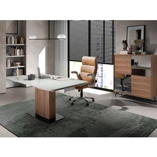 ANGEL CERDA Tavolo da pranzo allungabile barile ovale marmo porcellanato e noce  