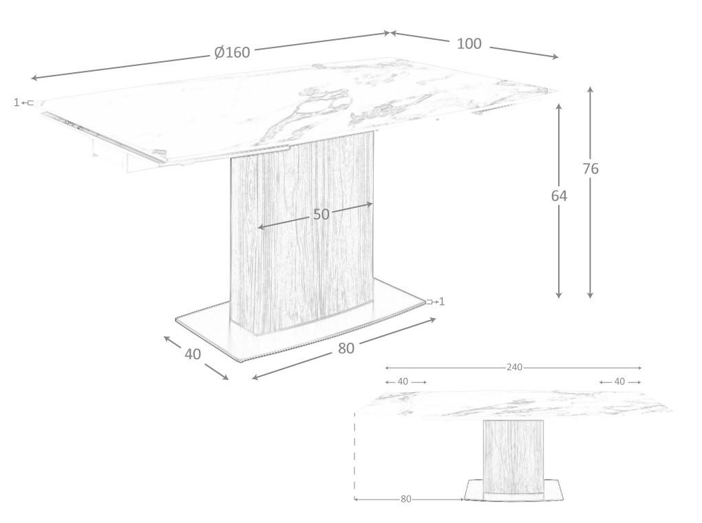 ANGEL CERDA Tavolo da pranzo allungabile barile ovale marmo porcellanato e noce  