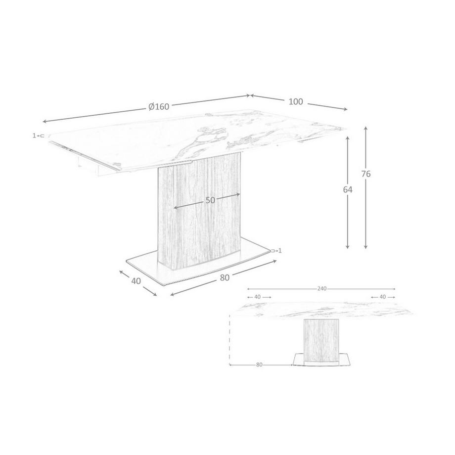 ANGEL CERDA Tavolo da pranzo allungabile barile ovale marmo porcellanato e noce  