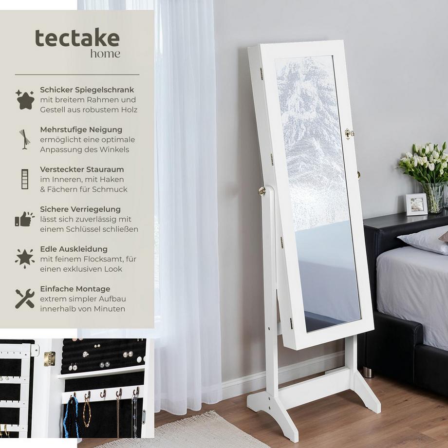 Tectake Armoire à bijoux avec miroir  avec miroir intégral  