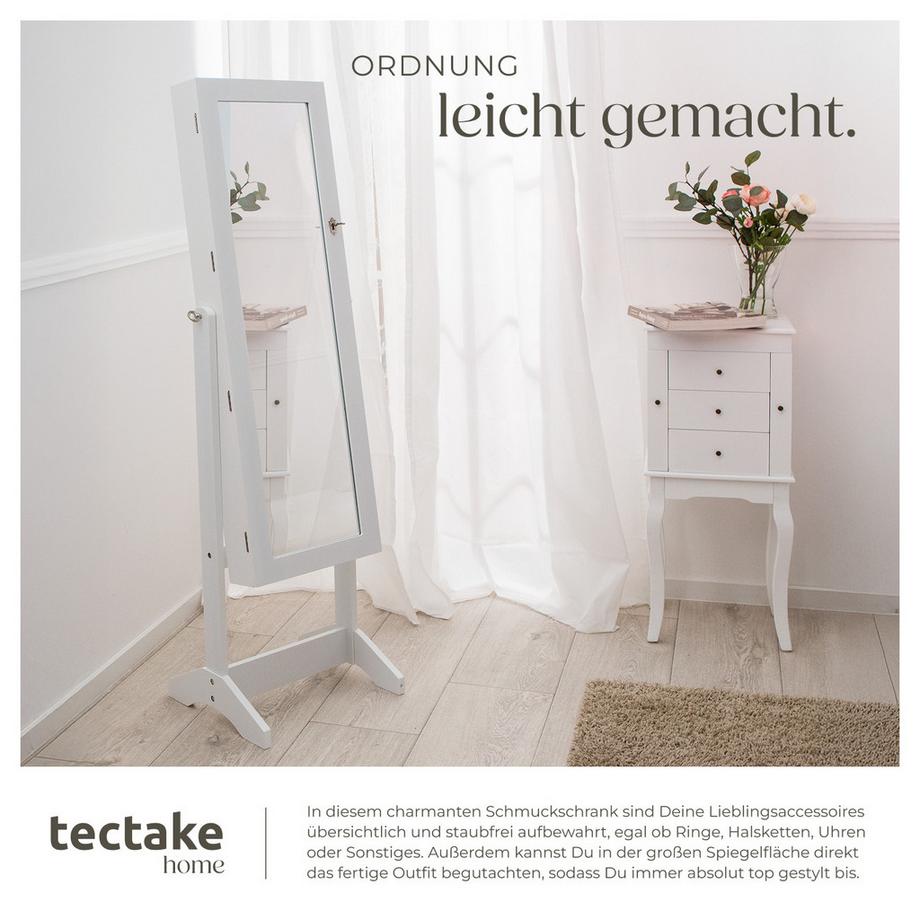 Tectake Armoire à bijoux avec miroir  avec miroir intégral  
