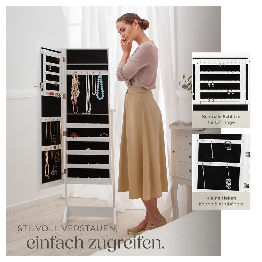 Tectake Armoire à bijoux avec miroir  avec miroir intégral  