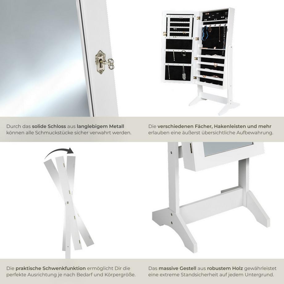Tectake Armoire à bijoux avec miroir  avec miroir intégral  