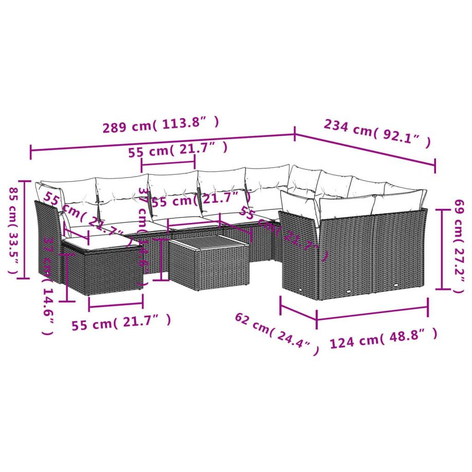 VidaXL Garten sofagarnitur poly-rattan  