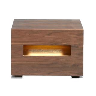 ANGEL CERDA Nachttisch Nussbaum und polierter Stahl mit Innenbeleuchtung  