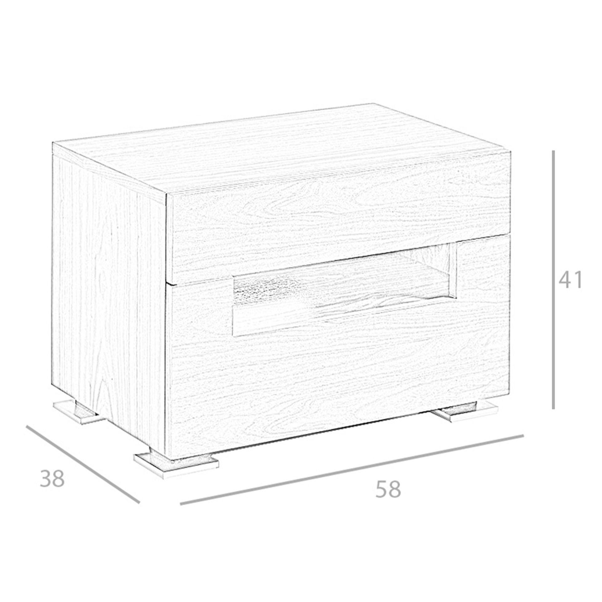 ANGEL CERDA Nachttisch Nussbaum und polierter Stahl mit Innenbeleuchtung  