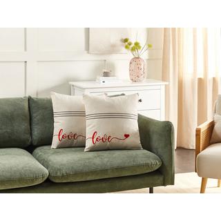 Beliani Dekokissen 2er Set aus Baumwolle Modern PLUMERIA  