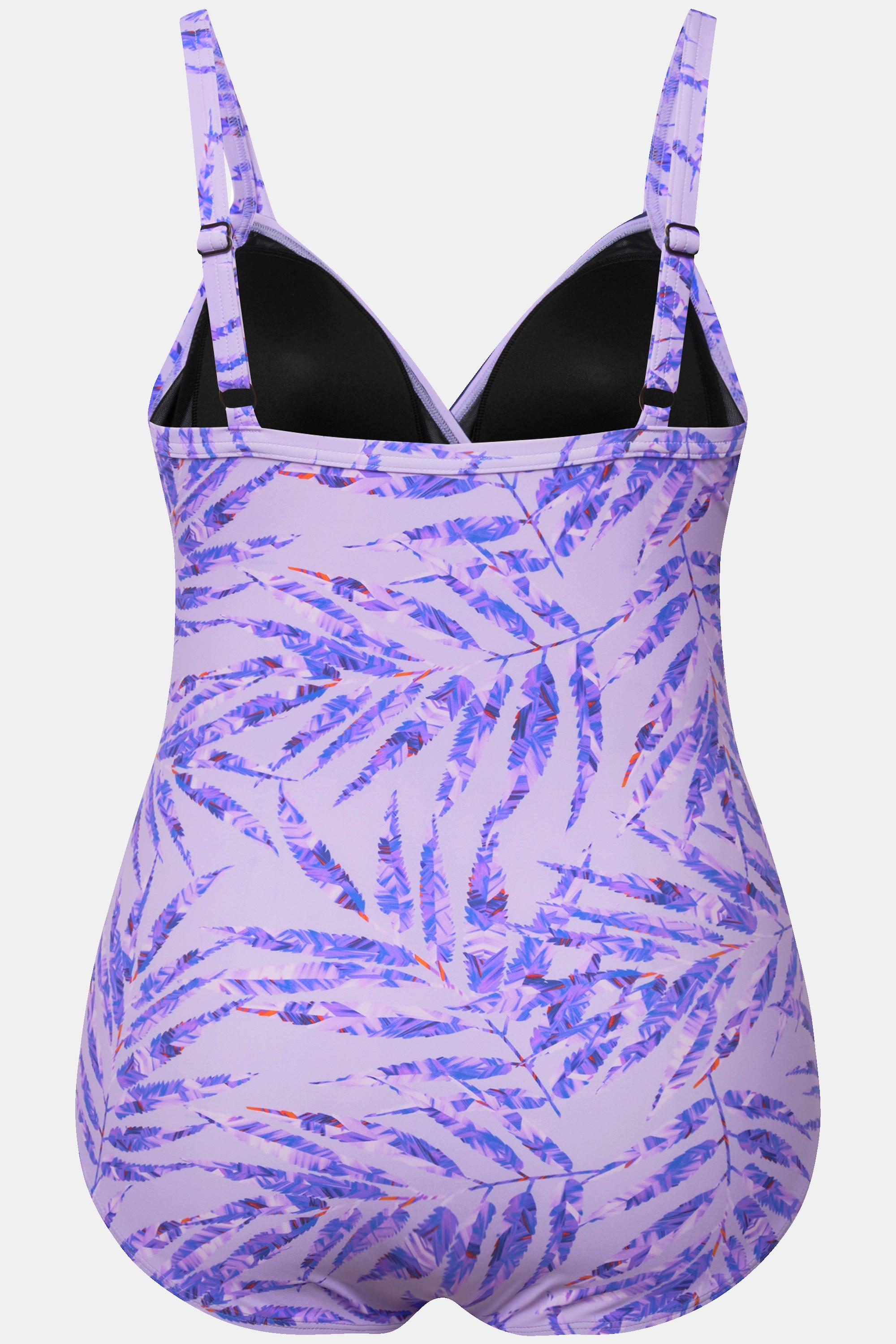 Ulla Popken Maillot de bain Imprimé palmiers Rayures Bonnets souples  