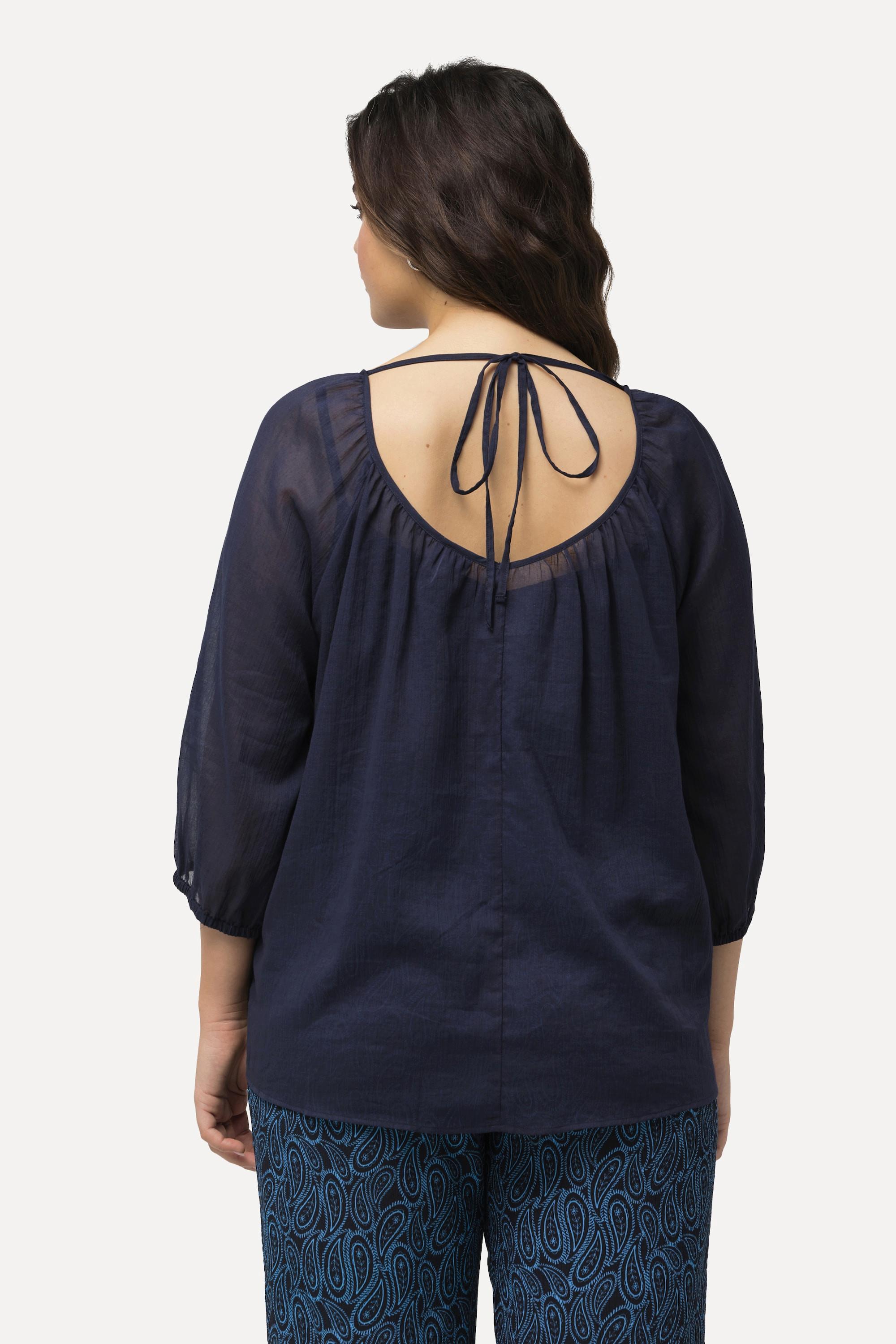 Ulla Popken Blusa Stampa Floreale Scollo a V Maniche 3/4  