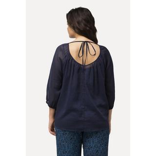 Ulla Popken  Blusa, scollo a V e maniche a 3/4 blu notte scuro 