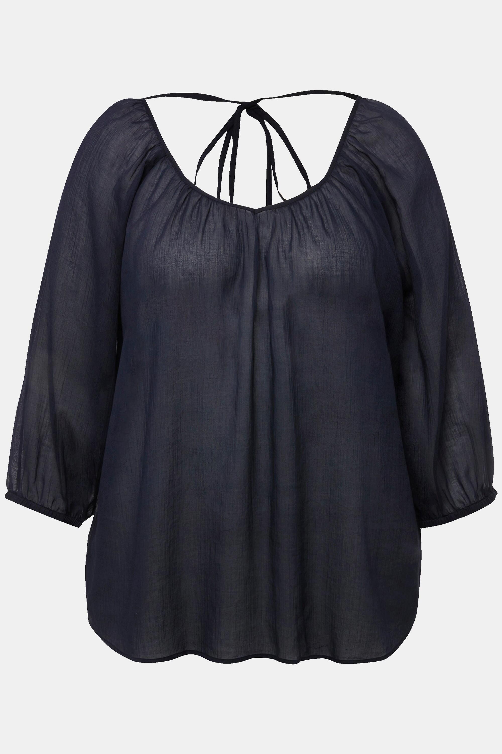 Ulla Popken  Blusa, scollo a V e maniche a 3/4 blu notte scuro 