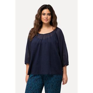 Ulla Popken  Blusa, scollo a V e maniche a 3/4 blu notte scuro 