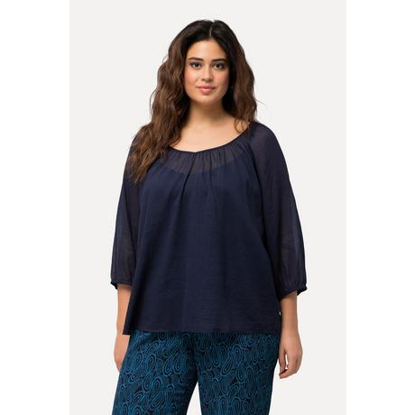 Ulla Popken  Blusa, scollo a V e maniche a 3/4 blu notte scuro 