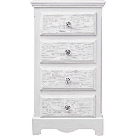 mutoni Commode en bois Blanc 4 tiroirs  