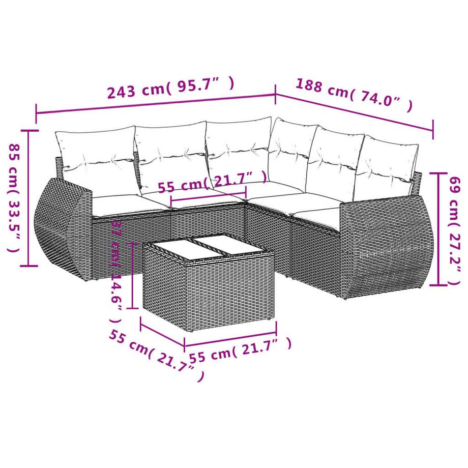 VidaXL Garten sofagarnitur poly-rattan  