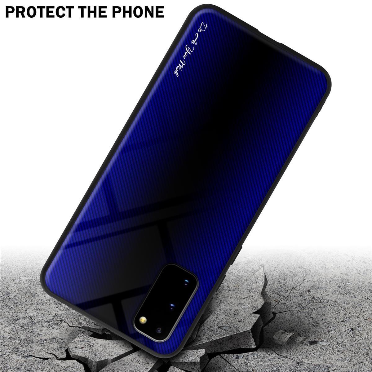 Cadorabo  Housse compatible avec Samsung Galaxy S20 - Aspect rayé - Coque de protection en silicone TPU et dos en verre trempé 