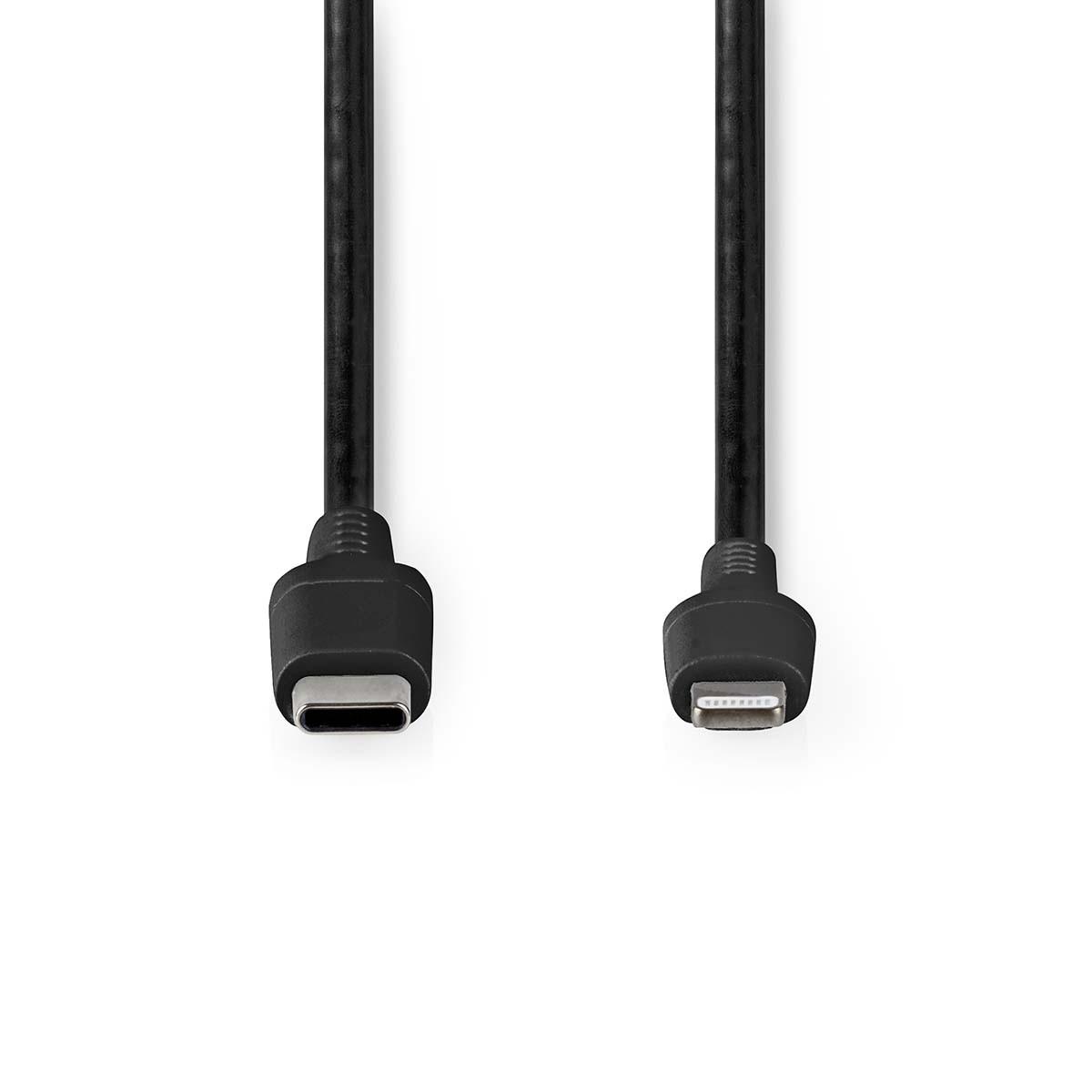 Nedis  Cavo Lightning | USB 2.0 | Apple Lightning, 8-pin | USB-C™ Maschio | 480 Mbps | Nichelato | 2,00 m | Rotondo | PVC | Nero | Scatola 
