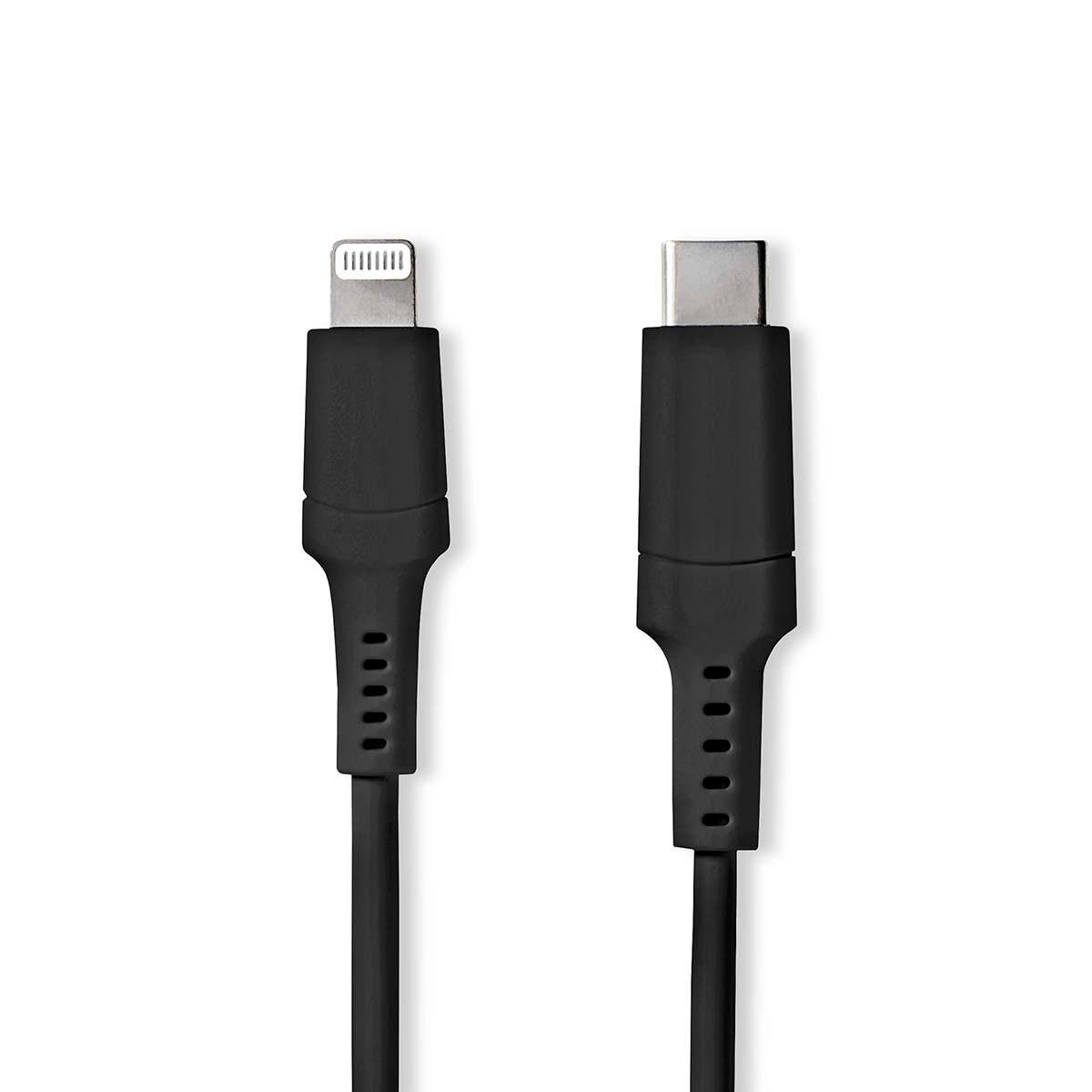 Nedis  Lightning Kabel | USB 2.0 | Apple Lightning, 8-polig | USB-C™ Stecker | 480 Mbps | Vernickelt | 2,00 m | Rund | PVC | Schwarz | Box 