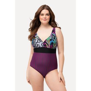 Ulla Popken Maillot de bain mélange d'imprimés bonnets souples  